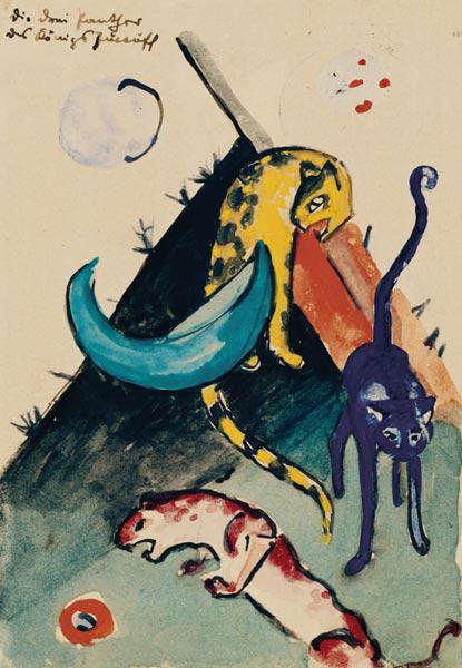 Die drei Panther des Königs Jussuff (Postkarte an Else Lasker-Schüler)