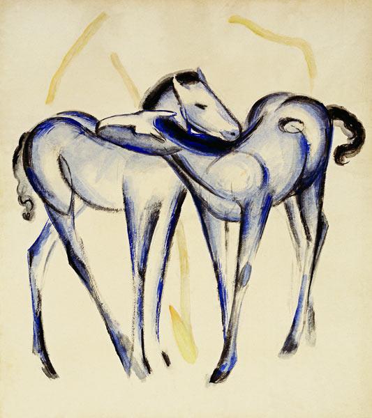 Zwei blaue Pferde