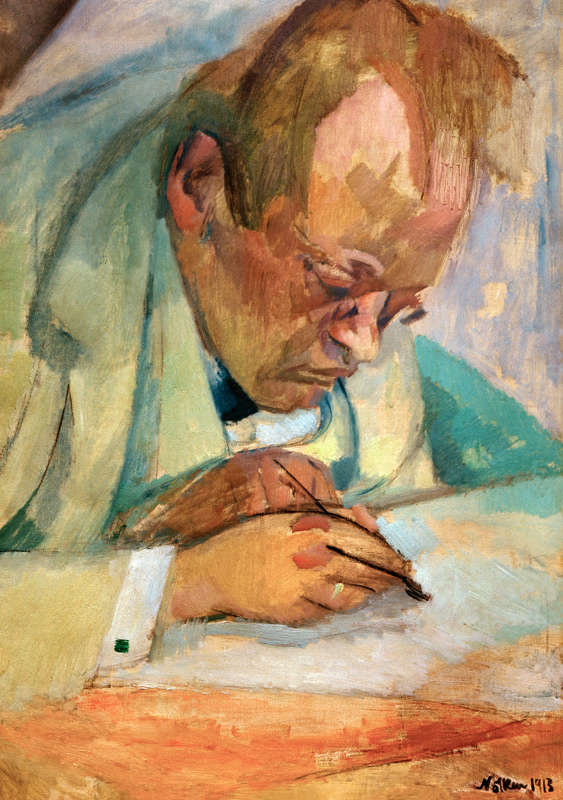 Max Reger, schreibend von Franz Noelken