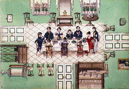 Family meal from a journal written by Carl Baumann von Franz Paumgarrten
