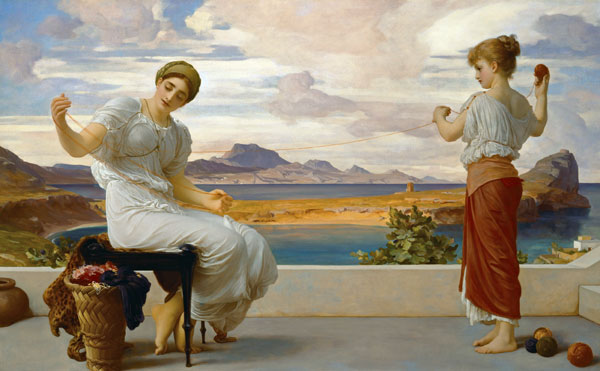 Wickeln der Wolle von Frederic Leighton