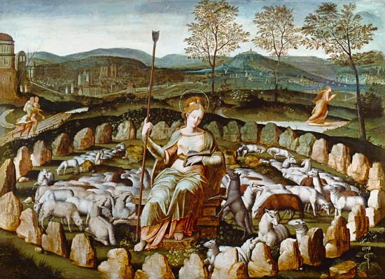 St. Genevieve Guarding her Flock von French School