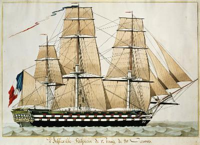 'L'Inflexible Vaisseau de v. Rang de 90 Canons' (The 90 Gun Ship of the Line) c.1835