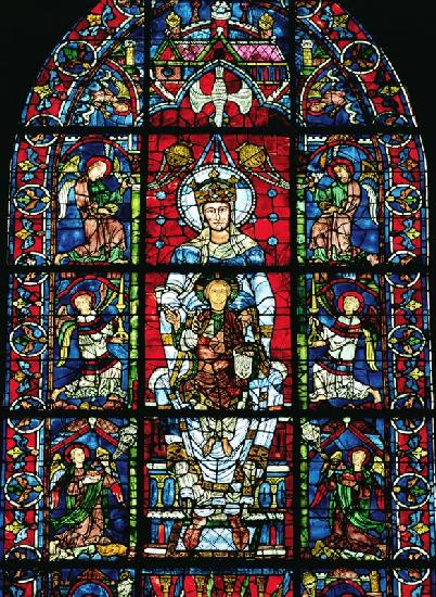 Window depicting Notre Dame de la Belle Verriere in the south choir (stained glass) (detail of 98069