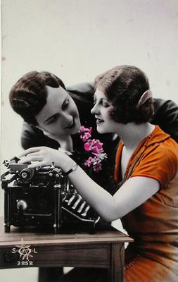 At the Office, c.1930 (coloured photo) von French School, (20th century)