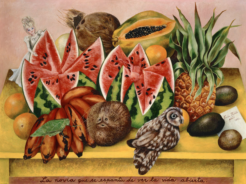 The Bride who Becomes Frightened When Se Sees Life Open von Frida Kahlo