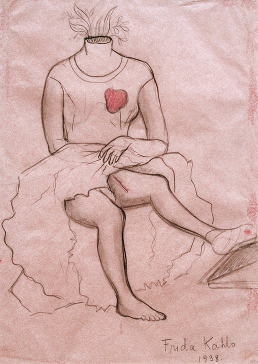 Self-portrait showing the scar von Frida Kahlo