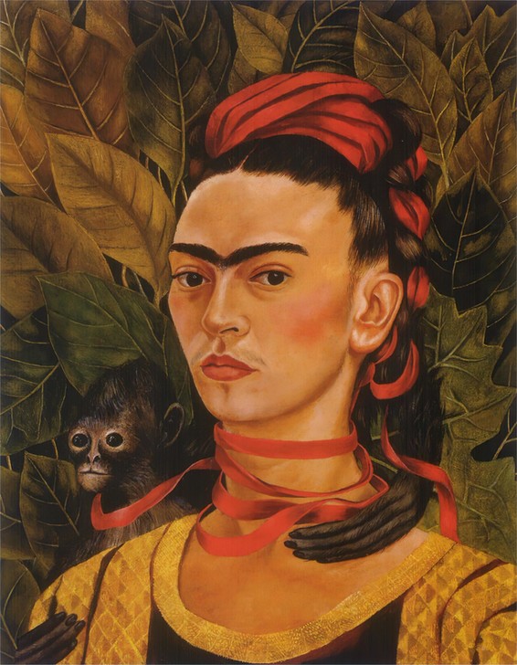 Self?portrait with monkey von Frida Kahlo
