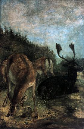 Wandbild im Gelben Haus im Forstenrieder Park bei München: Damwild