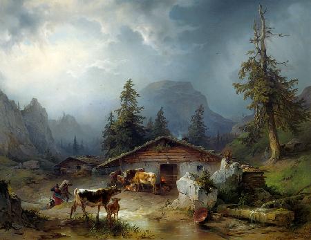 Alpine hut in Rainy Weather