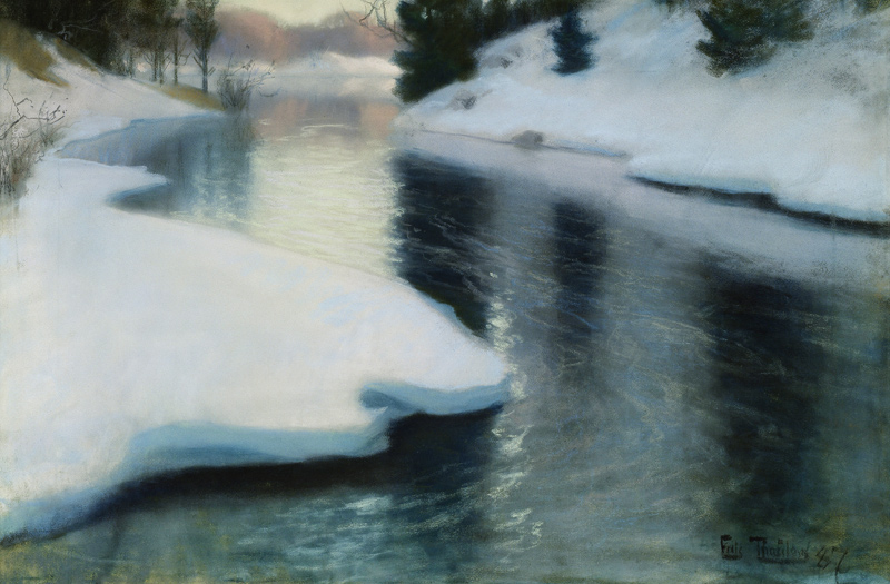 Spring Thaw, 1887 (pastel on paper) von Frits Thaulow