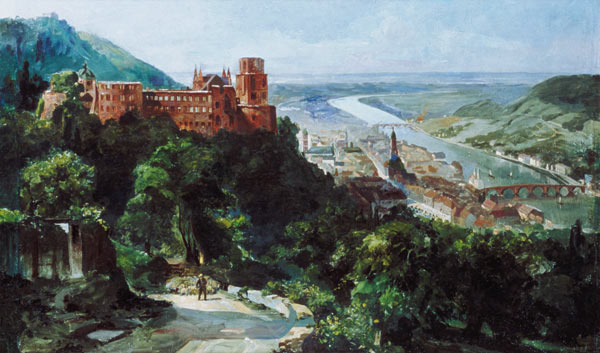 View of Heidelberg, c.1910 (oil on canvas)  von Fritz Genutat