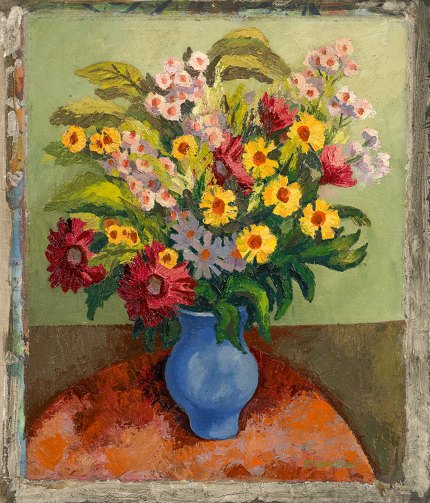 Bouquet of Flowers in a Blue Vase von Fritz Schaefler