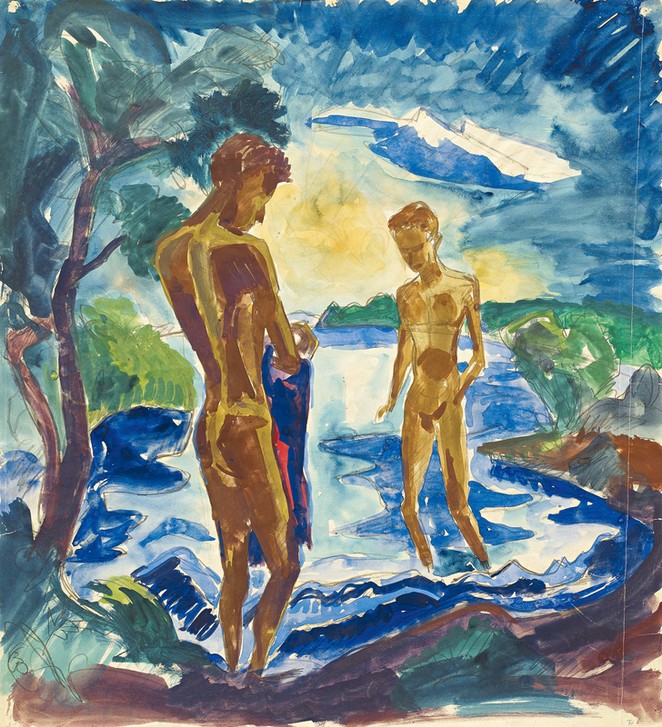 Young Men by the Lake von Fritz Schaefler