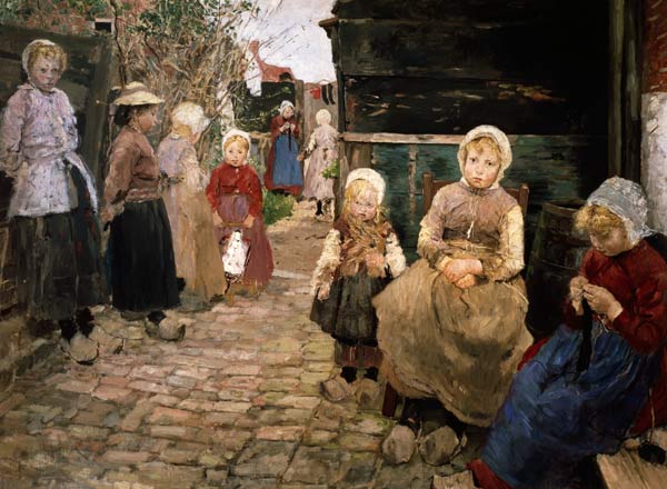 Fischerkinder in Sandvoort. (Vorstudie zum Bild: Der Leierkastenmann) von Fritz von Uhde