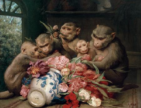 Botaniker (Affen mit Blumenvase)