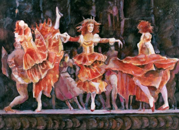 Scene from Romeo and Juliet, Royal Ballet, Covent Garden (w/c on paper)  von Gareth Lloyd  Ball