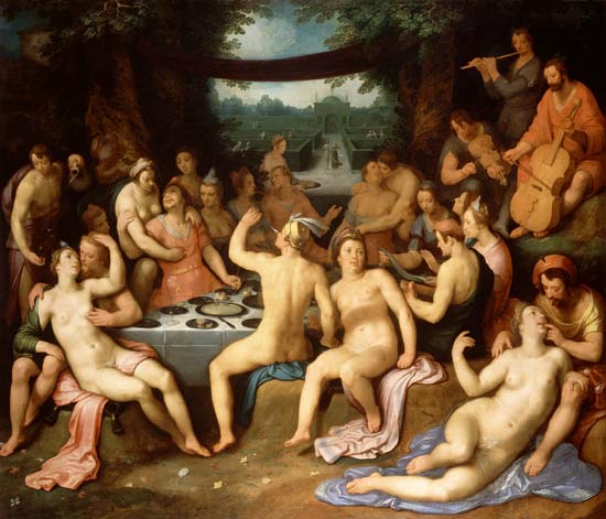 Das goldene Zeitalter (Bacchanal) von (gen. van Haarlem) Cornelisz Cornelis