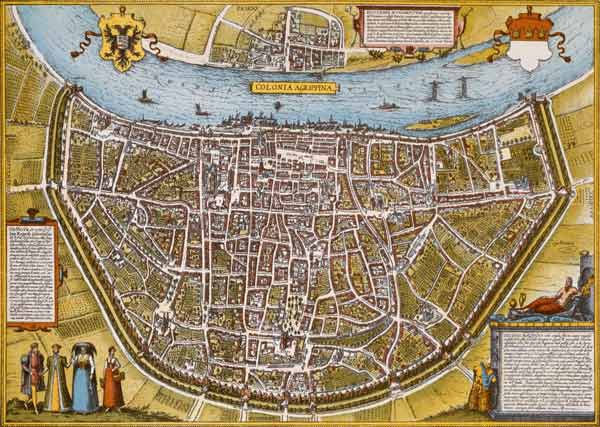 Plan der Stadt Köln, Kupferstich um 1579 von Georg Braun