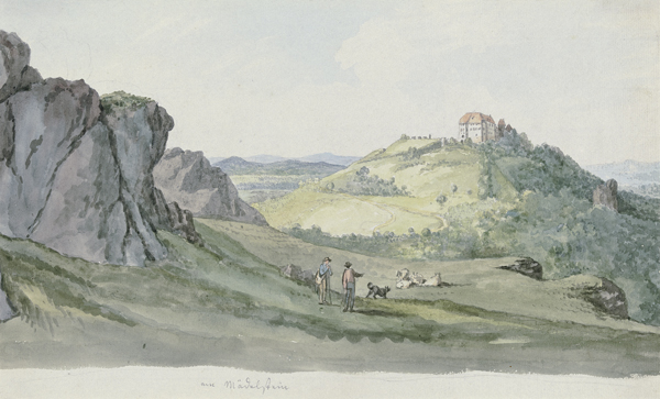 Blick vom Mädelstein auf die Wartburg von Georg Melchior Kraus