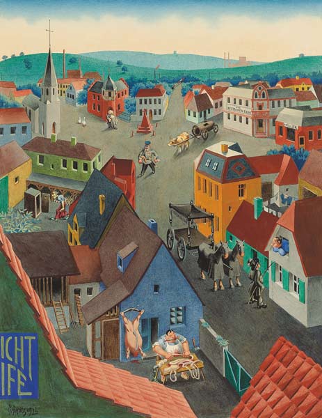 Deutsche Kleinstadt bei Tage von Georg Scholz