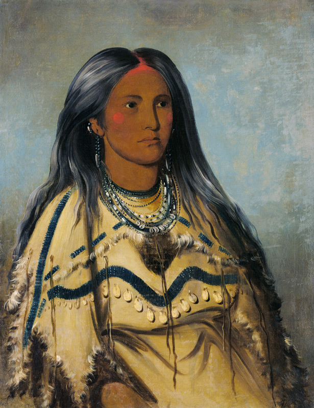 'Mint', a Mandan Indian girl, 1832 (colour litho) von George Catlin