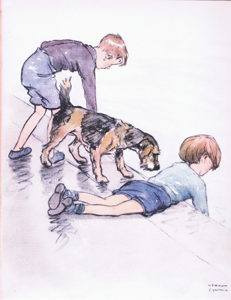 Fishing, from the quay, from Mudlarks published by Collins, 1940 von George Vernon Stokes