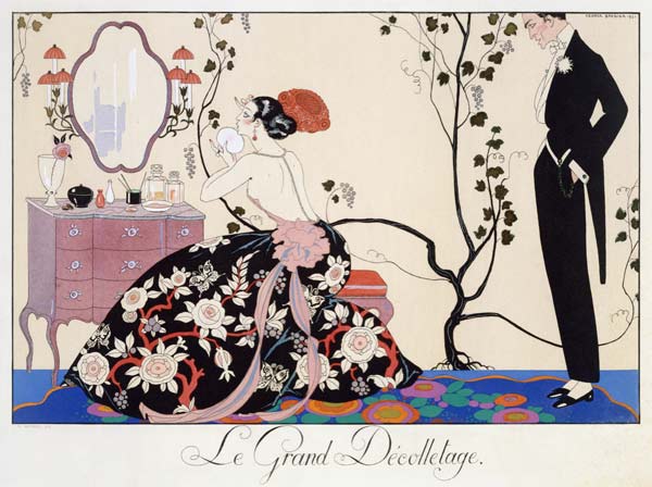 The Backless Dress, engraved by Henri Reidel, 1920 (colour litho) von Georges Barbier