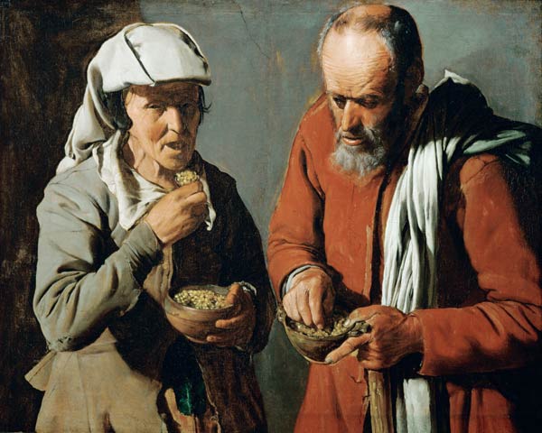 Erbsen essendes Bauernpaar von Georges de La Tour