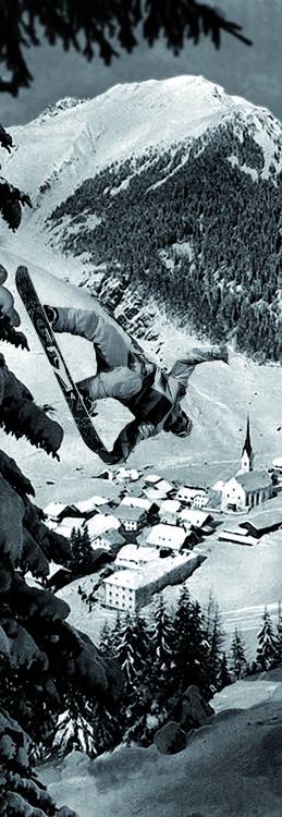 Vintage Snowboard Forest von Gerald Herrmann