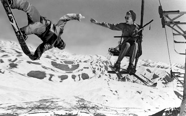 VINTAGE SNOWBOARD JUMP von Gerald Herrmann