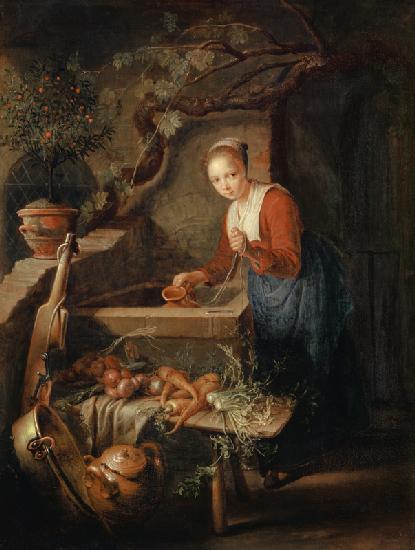 Gerard Dou / Kitchen Maid by the well