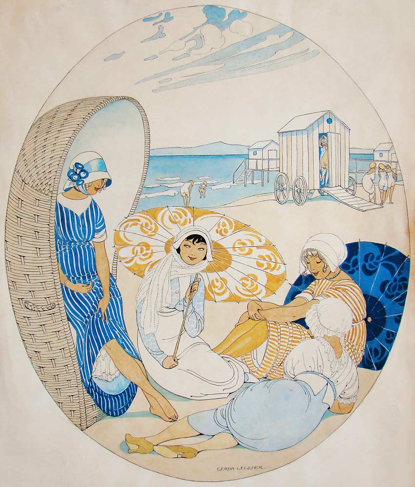 Das Plaudern am Strand in Dänemark von Gerda Wegener