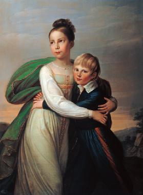 Die Kinder Friedrichs III. von Preussen, Prinz Albrecht und Prinzessin Luise.