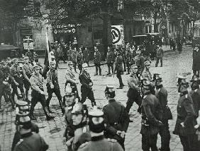 Regular Army and Prussian Police observing an SA demonstration in Neukoelln, Berlin, 26th September