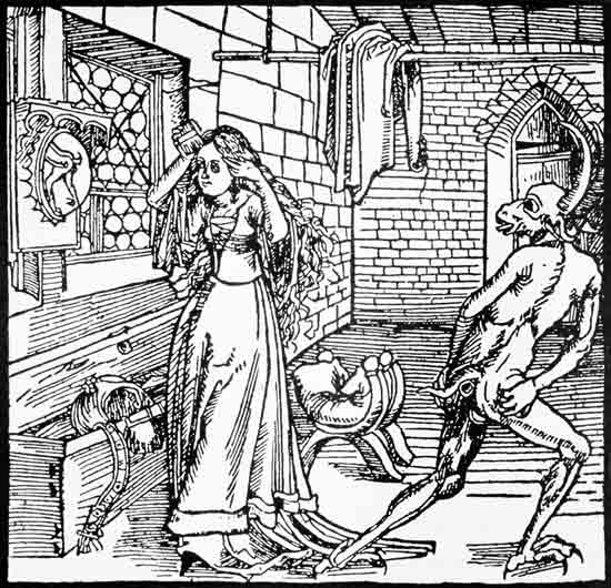 The Devil and the Coquette, copy of an illustration from 'Der Ritter von Turm', Augsburg 1498, used von German School