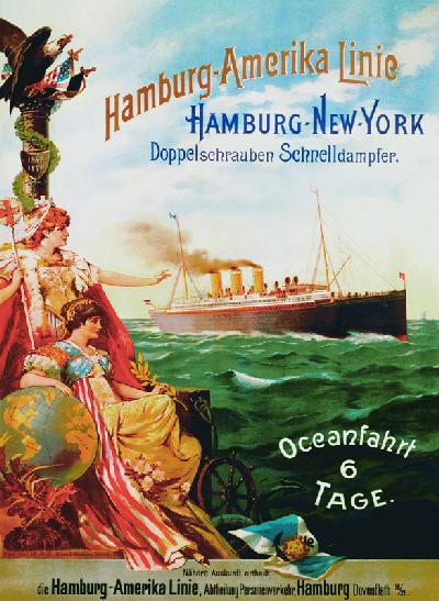 Poster advertising the Hamburg American Line