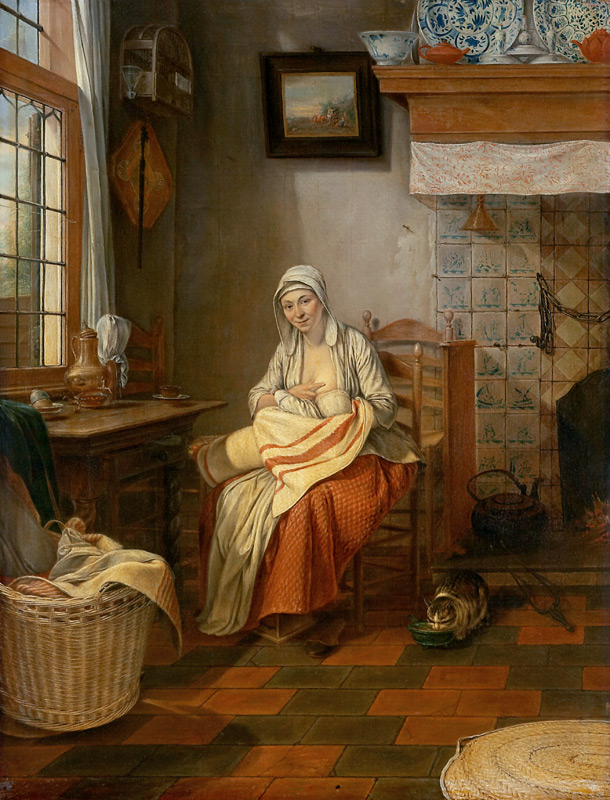 Interieur mit stillender Frau von Gerrit Zegelaar