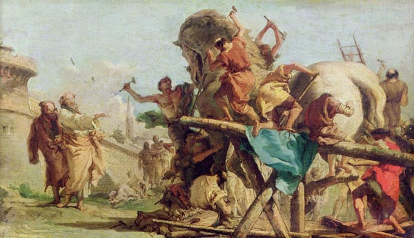 The Building of the Trojan Horse, c.1760 von Giandomenico (Giovanni Domenico) Tiepolo