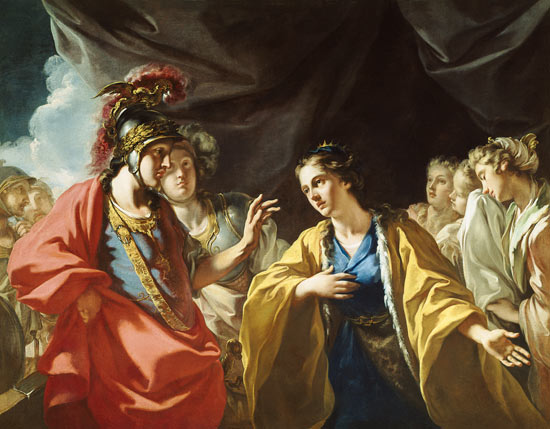 The Clemency of Alexander the Great (356-323 BC) in front of the Family of Darius III (d.330 BC) von Giovanni Antonio Pellegrini