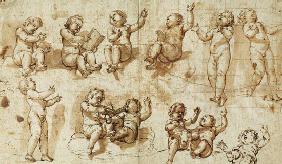 Studies of Putti (pen, ink, wash and chalk) - Auschnitt