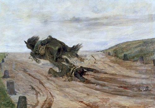 Man caught up by a stirrup von Giovanni Fattori