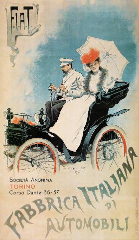 Poster advertising an early 'FIAT' car