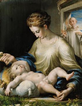 Maria mit dem Kinde und dem hl. Bruno.