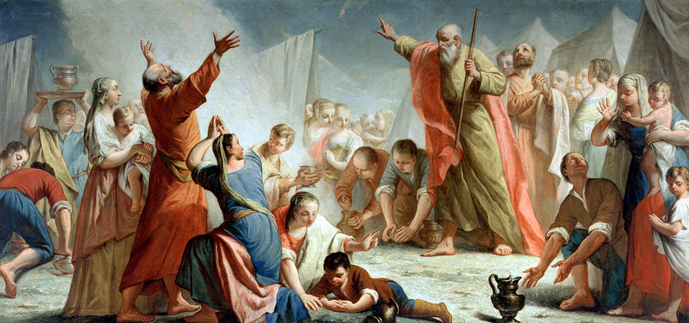 The gathering of the manna in the desert von Giuseppe Angeli