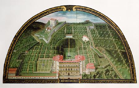 Fort Belvedere and the Pitti Palace from a series of lunettes depicting views of the Medici villas