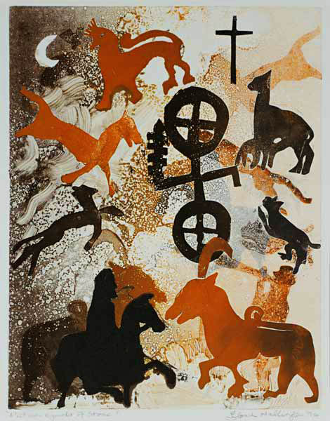 Pictish Symbols of Stone, 1995 (monotype)  von Gloria  Wallington