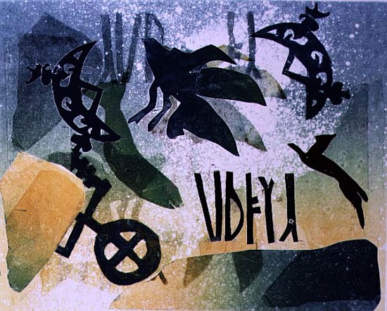 Pictish Raven, 1994 (monotype)  von Gloria  Wallington