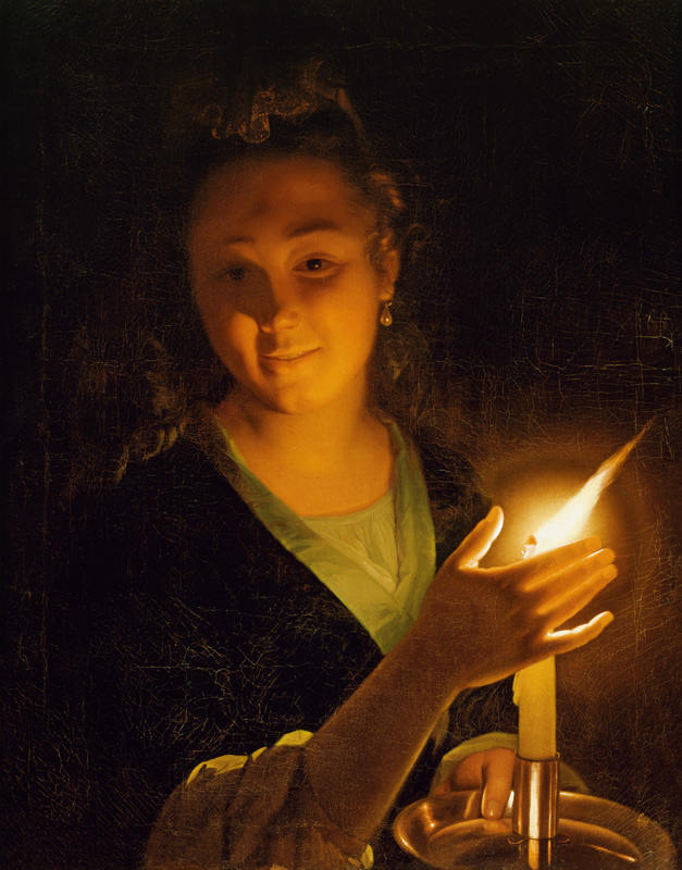 Junge Frau mit brennender Kerze. von Godfried Schalcken