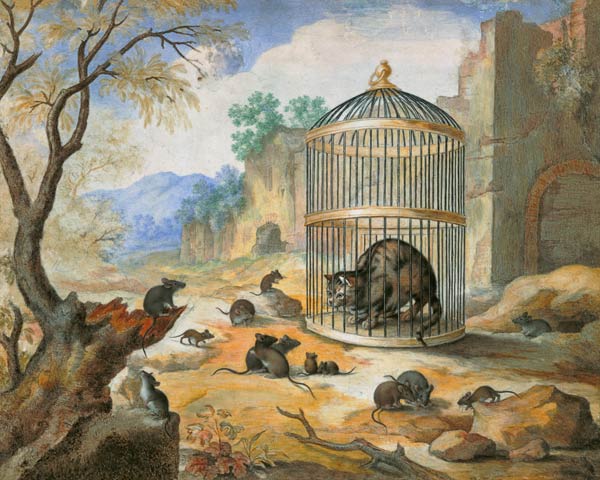 A Cat in a Cage von Gottfried Mind
